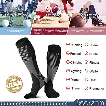 New Compression Socks Fit Football Soccer, Men Socks, Varicose Veins, Pregnant Women, Medical Nursing Knee High Stockings