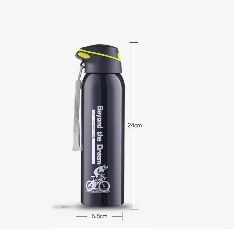 500ML Bicycle Water Bottle Vacuum Stainless Steel Cycling Water Bottle Double Walled Simple Thermo Mug Insulated with Straw