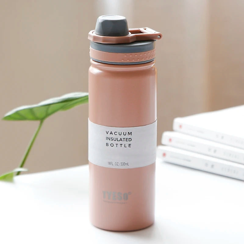 Stainless Steel Vacuum Insulated Water Bottle, Mental Thermos with Handle, BPA Free, Gym, Cycling, Travel, Hot and Cold, 500Ml