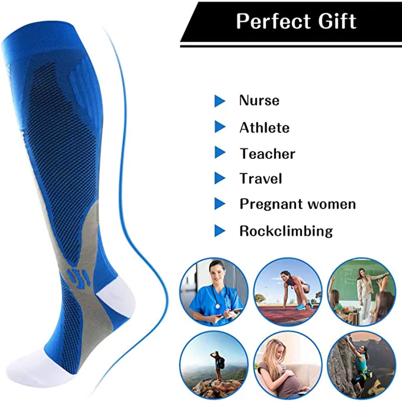 New Compression Socks Fit Football Soccer, Men Socks, Varicose Veins, Pregnant Women, Medical Nursing Knee High Stockings